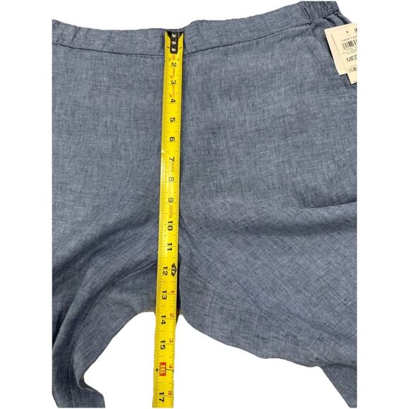 Women’s Club Luxury Linen Cropped Pants Chambray Blue Sz M - NWT Travel Coastal - Picture 4 of 10